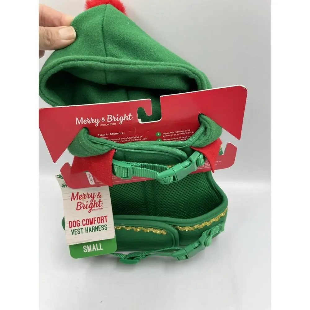 Merry & Bright Dog Comfort Vest Harness Christmas Elf Size Small NEW W/ Tags